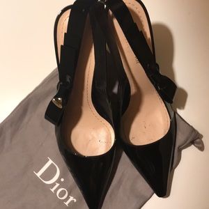 Black Dior heels, shiny leather